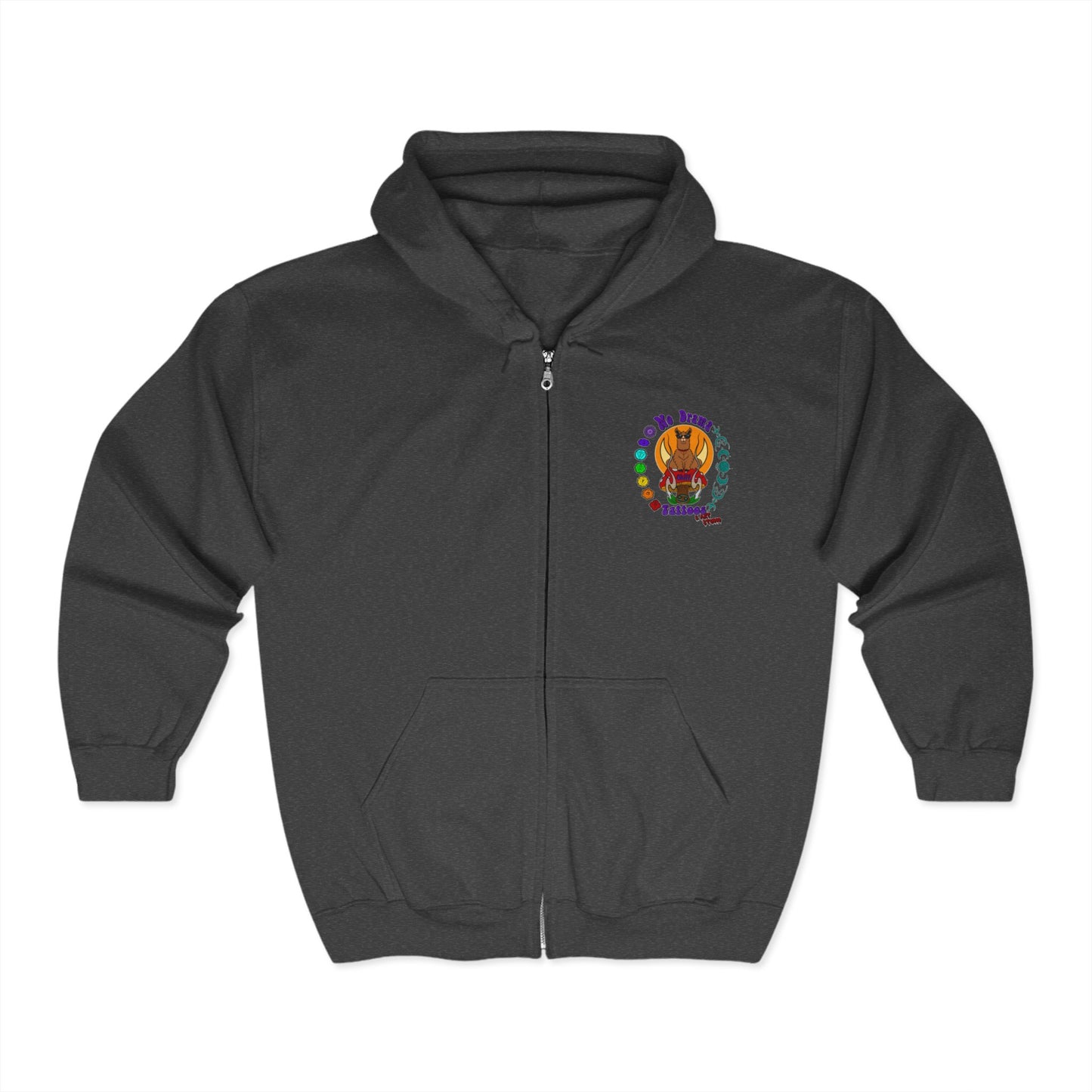 No Drama Tattoos Zip Hoodie - Comfortable Wear for Creatives, Perfect for Gift Giving, Art Lovers, and Casual Outings