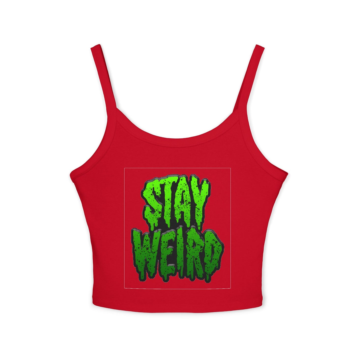 No Drama Tattoos Stay Weird Women's Spaghetti Strap Tank Top, Graphic Tee, Summer Fashion, Festival Wear, Trendy Casual Top, Gift for Friends