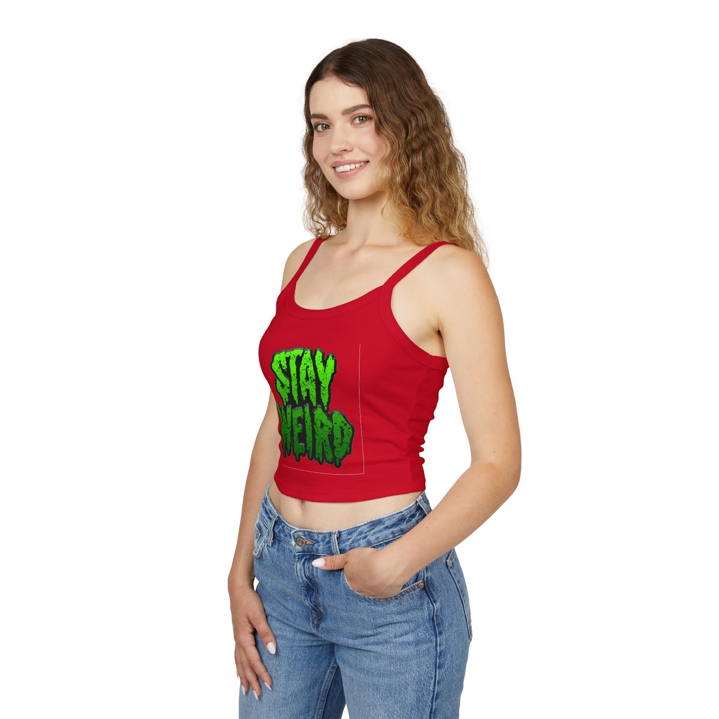 No Drama Tattoos Stay Weird Women's Spaghetti Strap Tank Top, Graphic Tee, Summer Fashion, Festival Wear, Trendy Casual Top, Gift for Friends