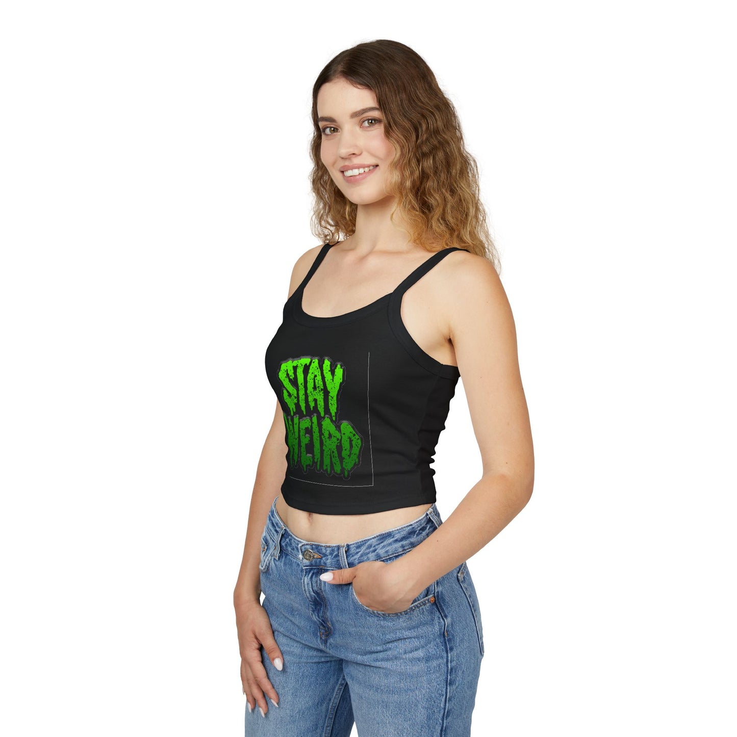 No Drama Tattoos Stay Weird Women's Spaghetti Strap Tank Top, Graphic Tee, Summer Fashion, Festival Wear, Trendy Casual Top, Gift for Friends