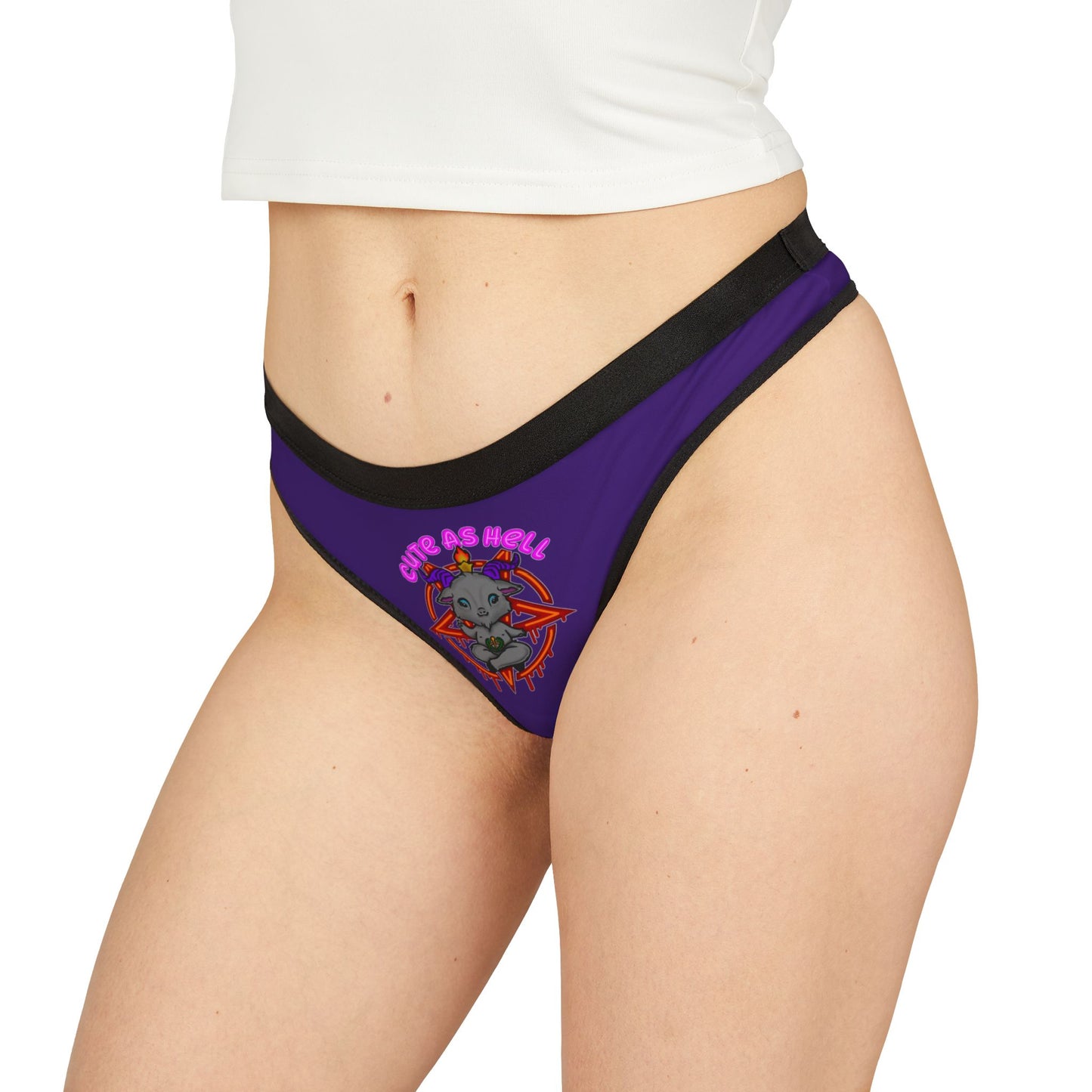 Cute as Hell Women's Thongs, Fun Underwear, AOP Panties, Gift for Her, Lingerie for Celebrations