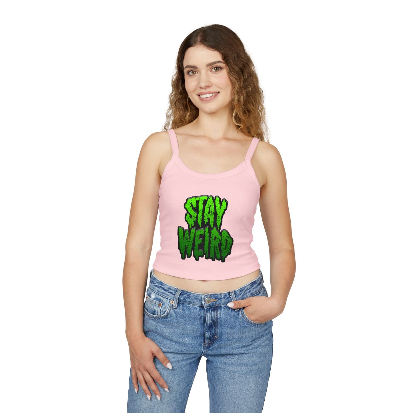 No Drama Tattoos Stay Weird Women's Spaghetti Strap Tank Top, Graphic Tee, Summer Fashion, Festival Wear, Trendy Casual Top, Gift for Friends
