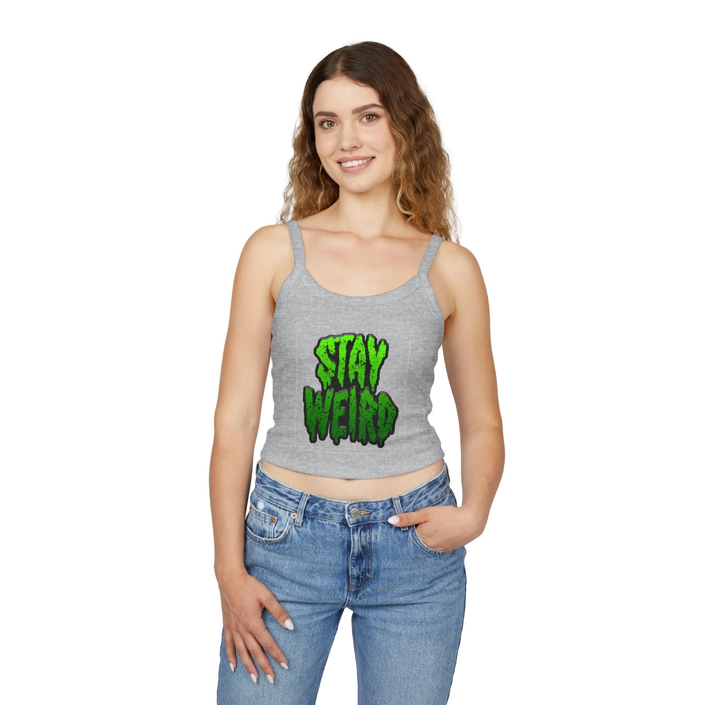 No Drama Tattoos Stay Weird Women's Spaghetti Strap Tank Top, Graphic Tee, Summer Fashion, Festival Wear, Trendy Casual Top, Gift for Friends