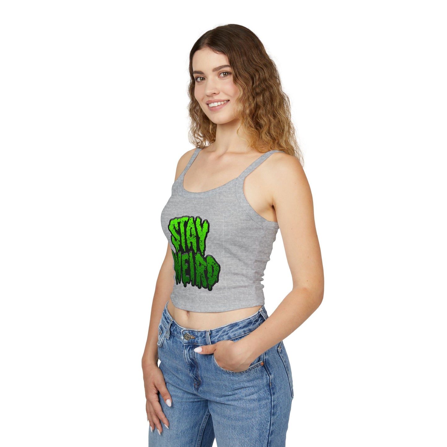 No Drama Tattoos Stay Weird Women's Spaghetti Strap Tank Top, Graphic Tee, Summer Fashion, Festival Wear, Trendy Casual Top, Gift for Friends