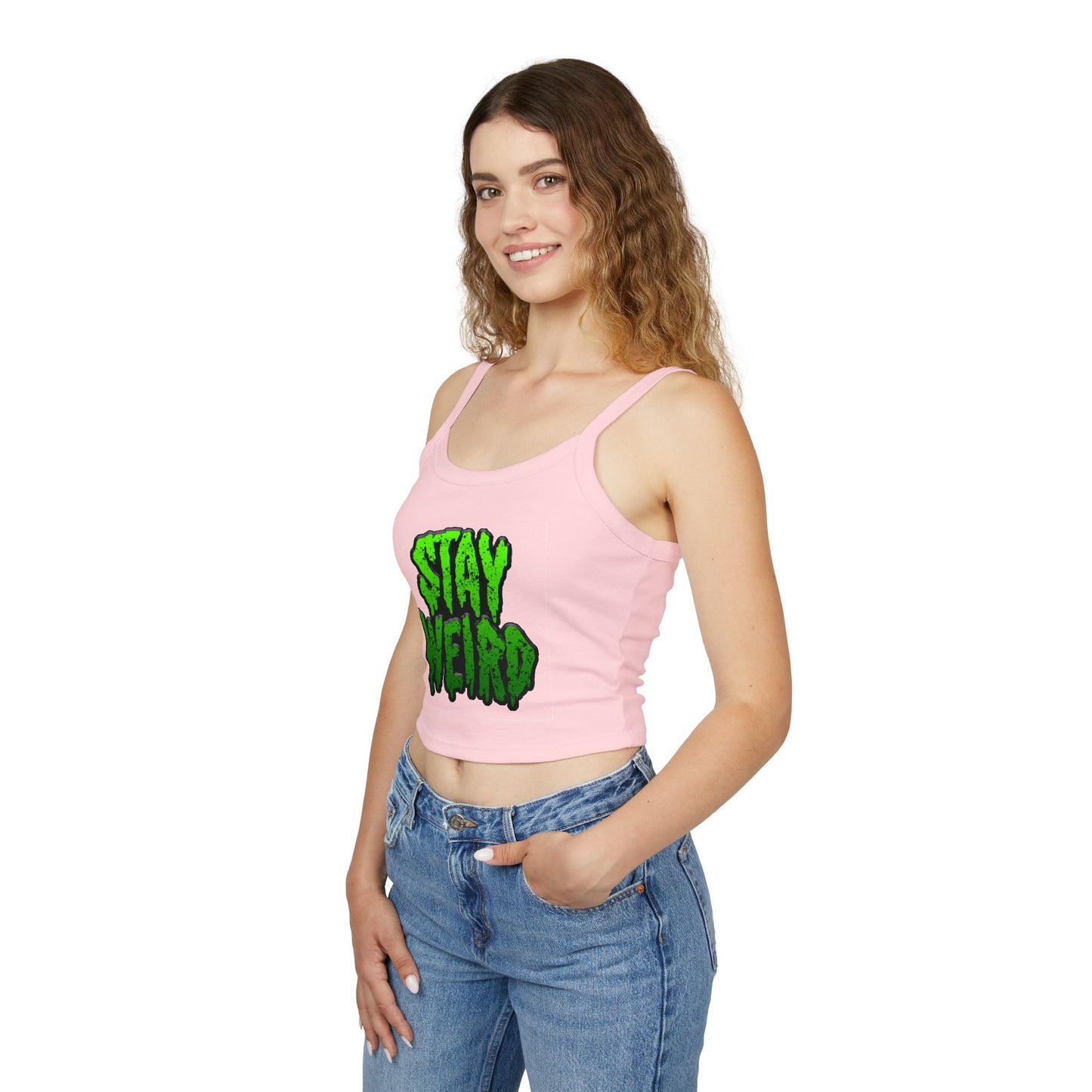 No Drama Tattoos Stay Weird Women's Spaghetti Strap Tank Top, Graphic Tee, Summer Fashion, Festival Wear, Trendy Casual Top, Gift for Friends