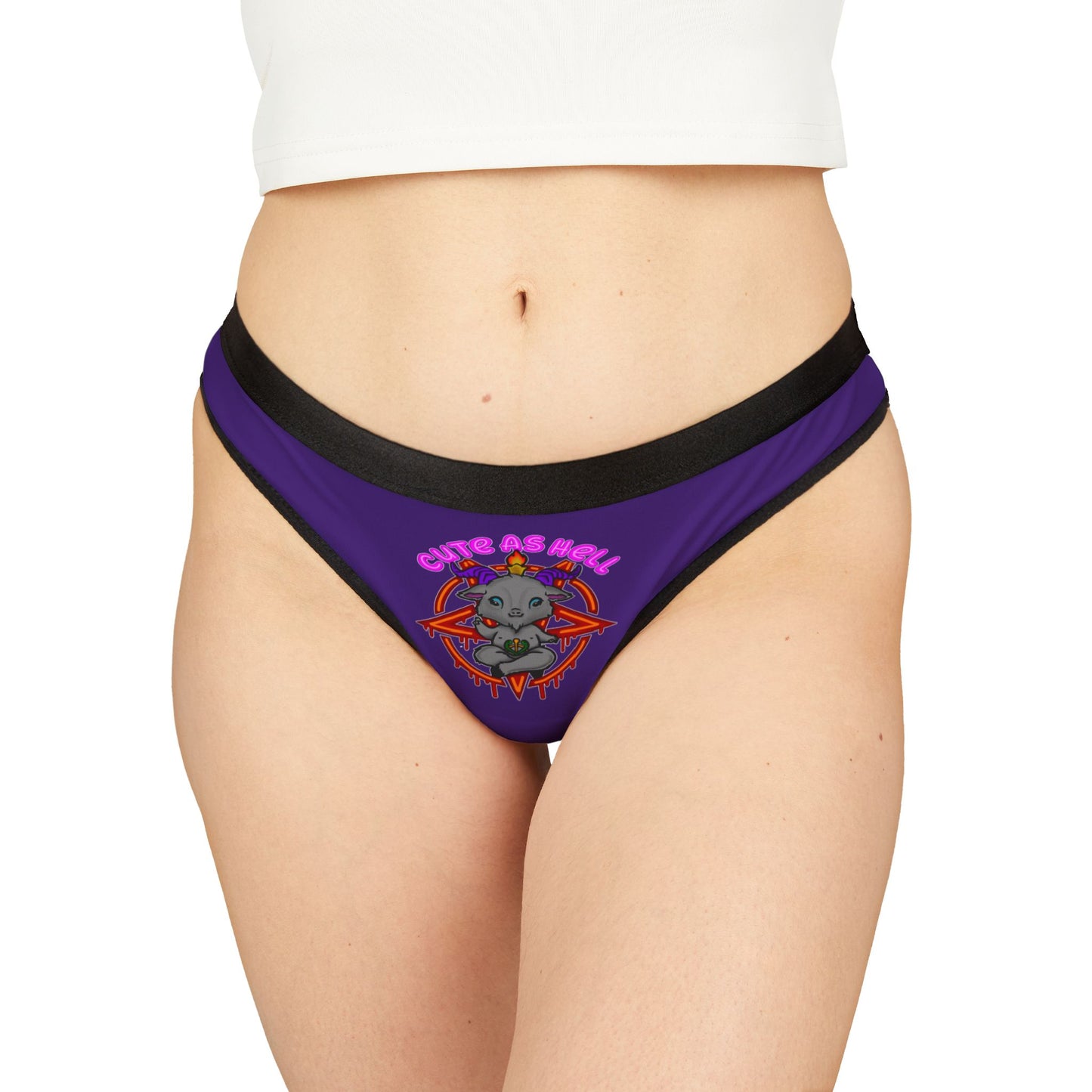 Cute as Hell Women's Thongs, Fun Underwear, AOP Panties, Gift for Her, Lingerie for Celebrations