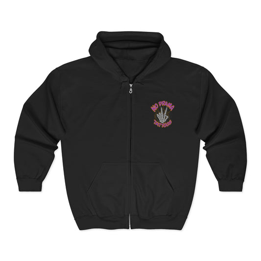 No Drama Tattoos Zip-Up Hoodie, Trendy Sweatshirt for Everyday Style, Perfect Gift for Nature Lovers, Ideal for Casual Outings, Unique Apparel