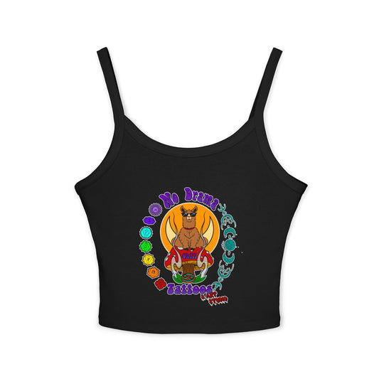 NO DRAMAM TATTOOS logo Women's Spaghetti Strap Tank Top, Creative Graphic Tee, Summer Fashion, Festival Wear, Gift for Artists