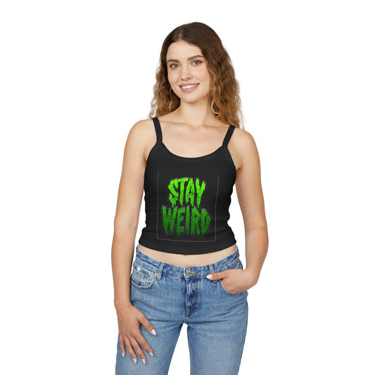 No Drama Tattoos Stay Weird Women's Spaghetti Strap Tank Top, Graphic Tee, Summer Fashion, Festival Wear, Trendy Casual Top, Gift for Friends