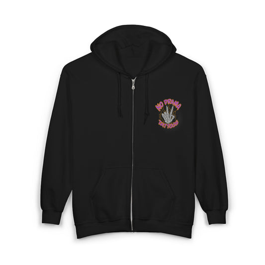 No Drama Tattoos Zip-Up Hoodie, Trendy Sweatshirt for Everyday Style, Perfect Gift for Nature Lovers, Ideal for Casual Outings, Unique Apparel