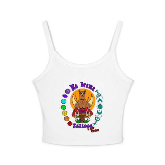 NO DRAMAM TATTOOS logo Women's Spaghetti Strap Tank Top, Creative Graphic Tee, Summer Fashion, Festival Wear, Gift for Artists
